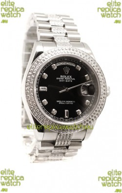 Rolex Day Date Silver Swiss Mens Watch