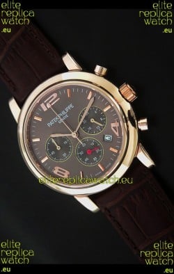 Patek Philippe Perpetual Calender Japanese Steel Watch in Brown Dial