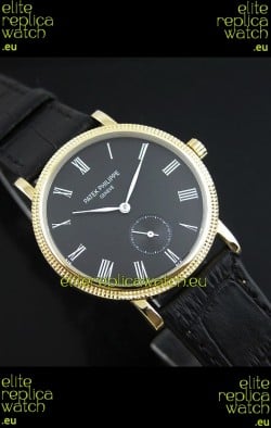 Patek Philippe Calatrava Japanese Manual Hand Wind Watch in Black Dial