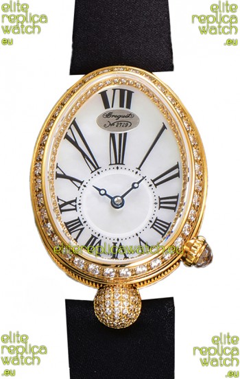 Breguet Reine De Naples Ladies Yellow Gold Black Fabric Swiss 1:1 Edition Replica Watch