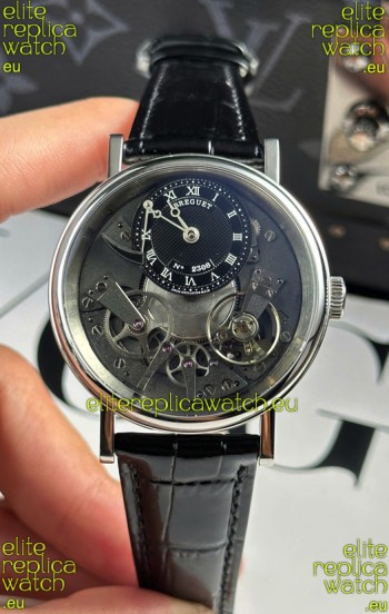 Breguet Tradition 7057BR/R9/9W6 Steel Casing Single Tourbillon Swiss Replica Black Strap Watch