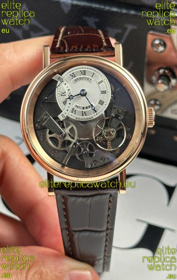 Breguet Tradition 7057BR/R9/9W6 Rose Gold Casing Single Tourbillon Swiss Replica Brown Strap Watch