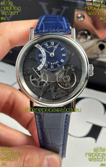 Breguet Tradition 7057BR/R9/9W6 Steel Casing Single Tourbillon Swiss Replica Blue Strap Watch