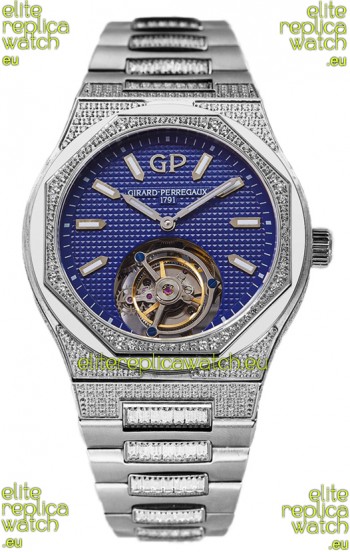 Girard Perregaux Laureato Tourbillon 1:1 Blue Dial Mirror Swiss Replica Watch 