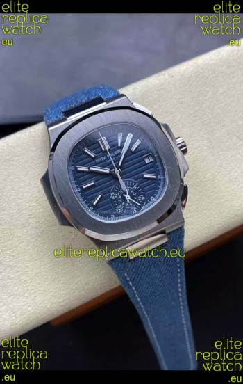 Patek Philippe Nautilus 5980/60G-001 904L Steel Case in Blue Dial Fabric Strap - 1:1 Mirror Replica