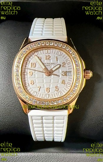 Patek Philippe Superclone Aquanaut 5072R Mossanites Paved Watch in Rose Gold Casing