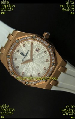 Audemars Piguet Royal Oak Ladies Quartz Replica Watch in Pink Gold Case