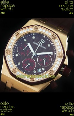 Audemars Piguet Royal Oak Offshore Lady Alinghi Swiss Watch in Maroon Checkered Dial
