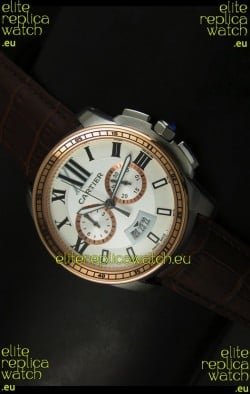 Calibre De Cartier Chronograph Japanese Replica Watch in Two Tone