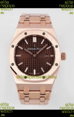 Audemars Piguet Royal Oak 33MM Rose Gold Brown Dial 1:1 Mirror Replica Watch