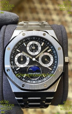 Audemars Piguet Royal Oak Perpetual Calendar Swiss Replica 904L Steel in Black Dial 