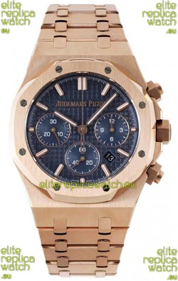 Audemars Piguet Royal Oak Chronograph 1:1 Mirror Replica - Rose Gold Casing Blue Dial in 41MM