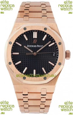 Audemars Piguet Royal Oak 37MM Black Dial Rose Gold Watch in 3120 Movement - 1:1 Mirror Replica