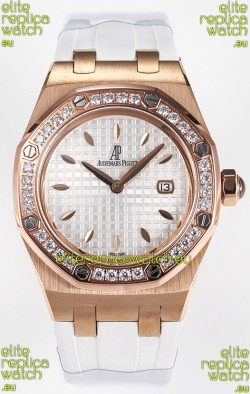 Audemars Piguet Royal Oak 33MM Rose Gold Quartz Rose Gold White Dial Swiss Replica Watch