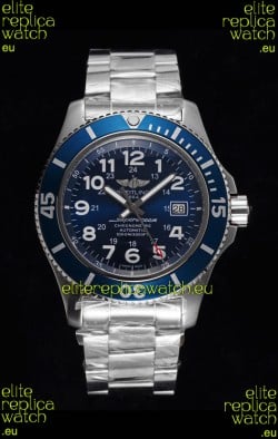 Breitling SuperOcean II 44mm 904L Steel Case 1:1 Mirror Replica Watch in Blue Dial 