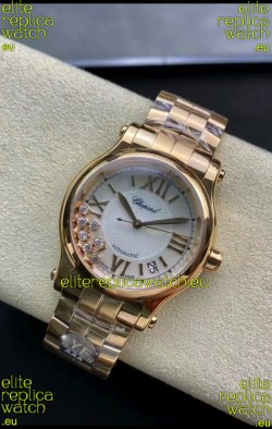 Chopard Happy Sport 1:1 Mirror Swiss Automatic Replica Watch 36MM in Rose Gold Casing White Dial