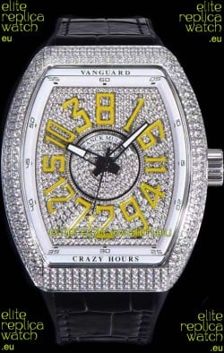 Franck Muller Vanguard Crazy Hours Edition Swiss Replica Watch - Yellow Numerals
