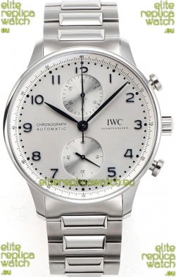 IWC Portuguese Chronograph Swiss Replica Watch in Steel Case White Dial - 1:1 Mirror Replica Edition