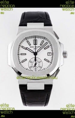 Patek Philippe Nautilus 5980/1A 904L Steel Case in White Dial Leather Strap - 1:1 Mirror Replica
