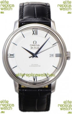 Omega De-Ville Annual Co-Axial Swiss Replica Watch 1:1 Mirror Edition in White Dial 39.5MM