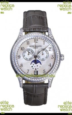 Patek Philippe Complications 4948G Annual Calendar Moonphase Pearl Dial White Gold Swiss Replica 