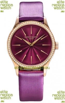 Patek Philippe Calatrava 4997 Ladies Rose Gold Pink Dial with Swiss Automatic Movement Watch