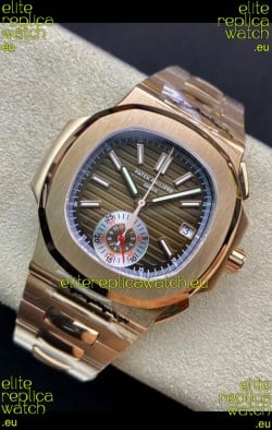 Patek Philippe Nautilus 5980/R Chronograph Rose Gold on 904L Steel Case in Brown Dial - 1:1 Mirror Replica