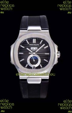 Patek Philippe Nautilus 5726A 1:1 Mirror Swiss Watch Black Dial Rubber Strap 