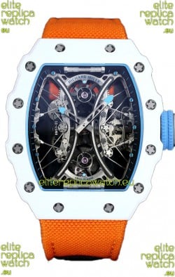 Richard Mille RM53-01 Pablo Mac Donough White TPT CASE White Orange Nylon Swiss Replica Watch