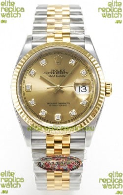 Rolex Super Clone Datejust ETA 3235 Movement 36MM Two Tone Yellow Gold Swiss Gold Dial