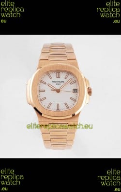 Patek Philippe Nautilus 5711/1R-001 1:1 Mirror Replica in 904L Steel Rose Gold White Dial