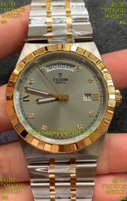 Tudor Royal Edition Watch - 1:1 Mirror Replica in Two Tone Casing - Grey Diamonds Dial