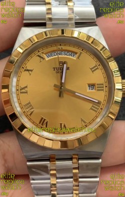 Tudor Royal Edition Watch - 1:1 Mirror Replica in Two Tone Casing - Gold Roman Dial