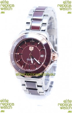 Tag Heuer Formula 1 Quartz Brown Ceramic Watch in Rose Gold Bezel