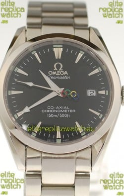 Omega SeaMaster CO AXIAL Swiss Replica Watch in Black Dial