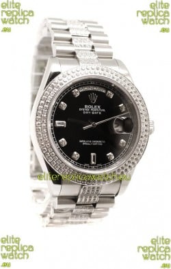 Rolex Day Date Silver Swiss Mens Watch