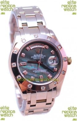 Rolex Day Date Black Mother of Pearl Swiss Replica Watch