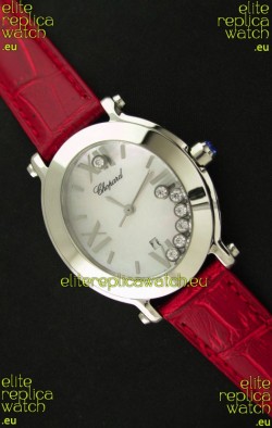 Chopard Happy Sport Ladies Japanese Replica Watch in Red Strap