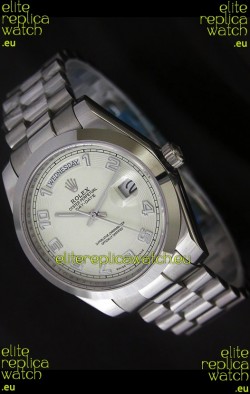 Rolex Day Date Swiss Replica Steel Watch in Arabic Markers