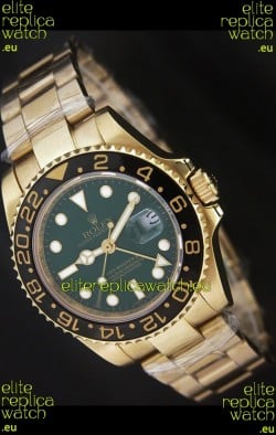 Rolex GMT Master II Swiss Replica Gold Watch in Green Dial