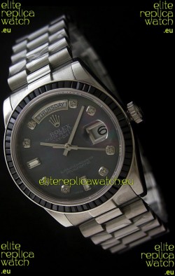 Rolex Day Date 2008 Swiss Replica Watch in Mop Black Dial