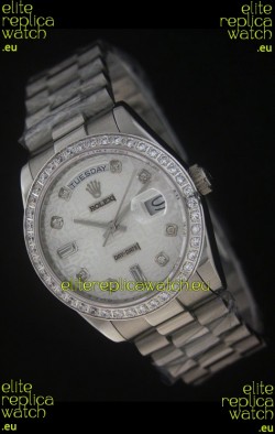 Rolex Day Date Just swiss Replica Silver White Watch