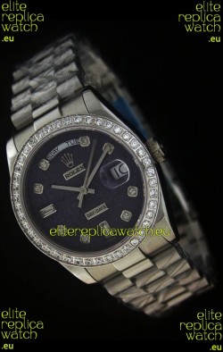 Rolex Day Date Just swiss Replica Watch in Printed Purple Dial