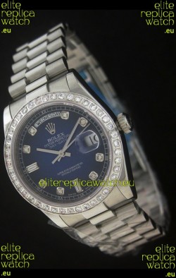 Rolex Day Date Just swiss Replica Watch in Dark Blue Dial