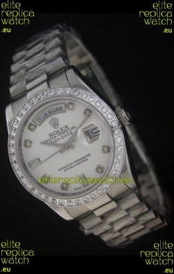 Rolex Day Date Just swiss Replica Watch in White Dial 