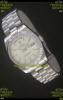 Rolex Day Date Just swiss Replica Silver White Watch 