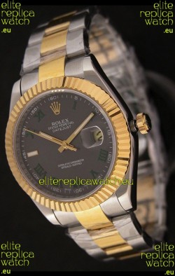 Rolex Day Date Just swiss Replica Two Tone Gold Watch in Grey Dial