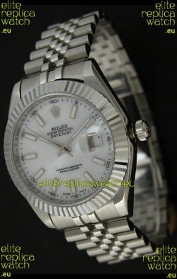 Rolex DateJust Japanese Replica Watch in Mop White Dial