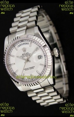 Rolex Day Date Just swiss Replica Silver White Watch 