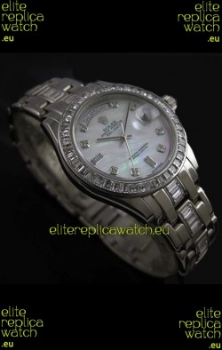 Rolex Oyster Perpetual Day Date Swiss Replica Watch in White Mother of Pearl Dial 